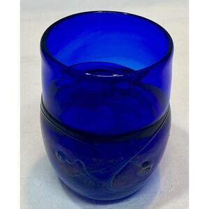 Frederick Warren Studio Art Glass Tumbler Handblown Glass Cup Blue 1993
